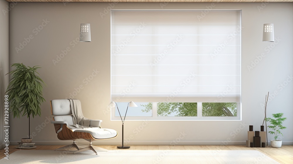 Aufkleber voice controlled robotic window shades with privacy settings solid color background