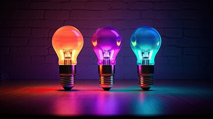 Wireless smart light bulbs with color changing capabilities solid color background - obrazy, fototapety, plakaty