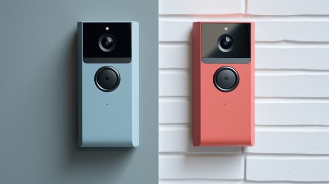 Wireless smart doorbells with video recording solid color background