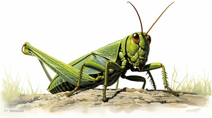 Monster grasshopper illustration without back , Generate AI.
