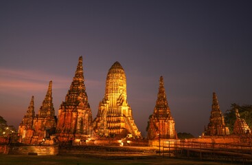Wat Chaiwatthanaram Ayutthaya Province, Thailand, built in the reign of King Prasat Thong in 1630, taken on 14 January 2024.