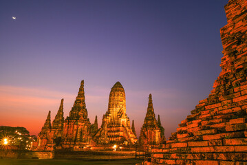 Wat Chaiwatthanaram Ayutthaya Province, Thailand, built in the reign of King Prasat Thong in 1630,...