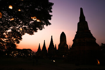 Wat Chaiwatthanaram Ayutthaya Province, Thailand, built in the reign of King Prasat Thong in 1630, taken on 14 January 2024.