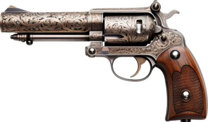Revolver isolated on transparent background. PNG