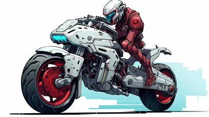 motorbike robot illustration without backgroun, Generate AI.