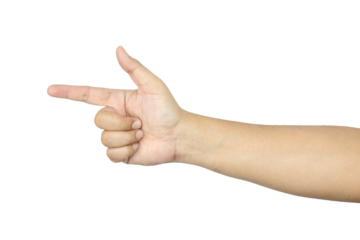 male hand pointing isolated on white background with clipping path.