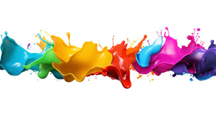 Colorful paint splashes on a white background. Colorful acrylic paint or ink liquid splashing design element.	
