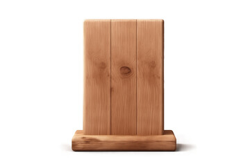 Empty hanging wooden sign board isolated on transparent PNG or white background. Signpost and billboards concept.