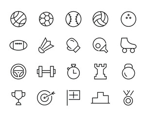 Sport Fitness Icon set Exercise line icons set, editable stroke isolated on white, linear vector outline illustration, symbol logo design style