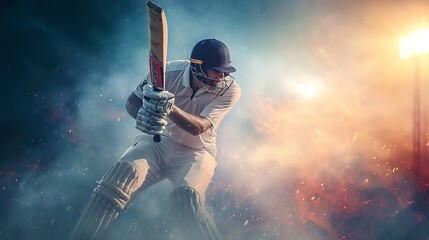 Cricket Ball In Stadium, Closeup Shot, Cricket man Playing shot with Cricket ball
