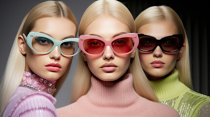 Women in trendy fashion glasses as an accessory and sun protection, Generative Ai