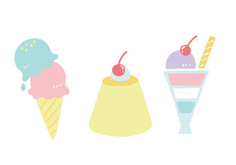 パステルカラーのスイーツセット