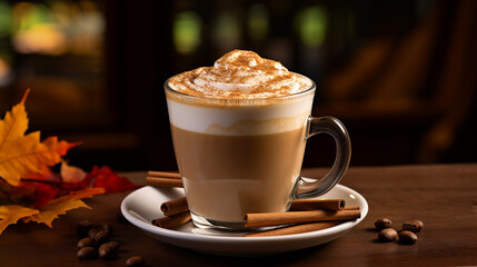 cinnamon dolce latte in a spice market themed cafe.