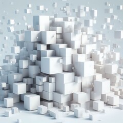 abstract 3d white cubes explosion concept