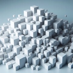 abstract 3d white cubes explosion concept	