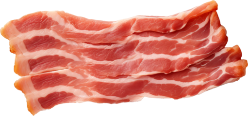 Slice of bacon on transparent background. PNG