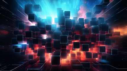 vibrant geometric abstraction: digital cube pattern backdrop for modern designs