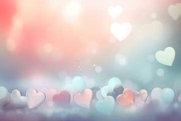 Hearts in soft colors for a Valentine's Day background. Generative AI