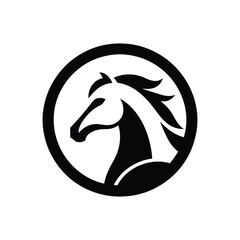 horse logo design black and white, vector.