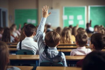 Children Sitting at Desks in Classroom