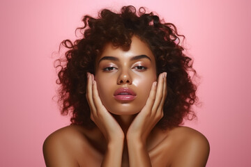 Obraz premium Woman with Curly Hair Posing for Picture