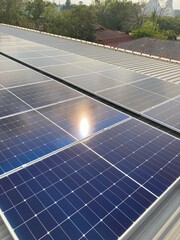 Solar cell panel reflex the Sun