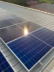 Solar cell panel reflex the Sun
