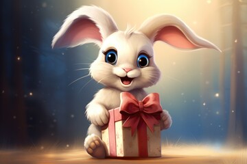 rabbit with gift