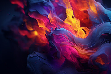 Graphic resources of colorful goo, smoke, mist, cloud or dye, paint floating in water or levitating in air. Abstract, minimalist and surreal background with copy space - obrazy, fototapety, plakaty