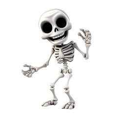Halloween Style Skeleton 3D Cartoon No Background Perfect for Print on Demand