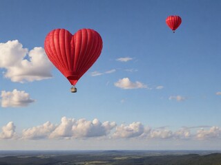 Obraz premium Heart shaped hot air balloon in sky 