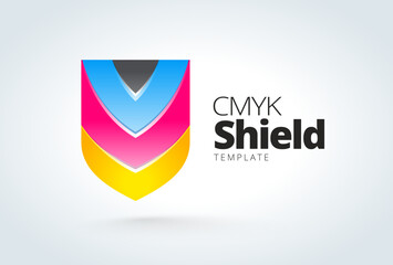 Logo Shield CMYK Printing theme. Template design vector.
