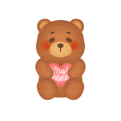 teddy bear with heart shaped pillow