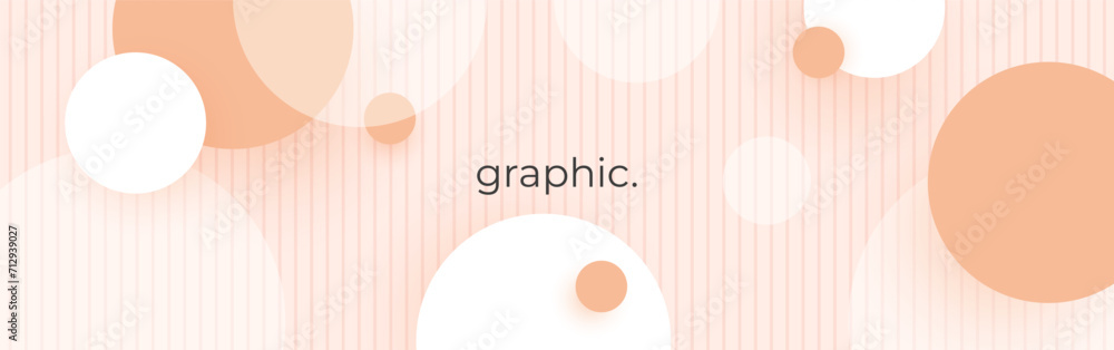 Poster modern geometric background with circles and lines. abstract peach fuzz color vector banner.