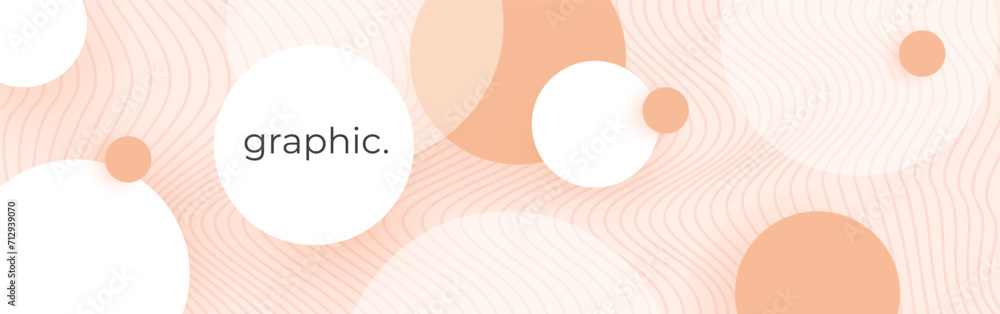 Poster modern geometric background with circles and lines. abstract peach fuzz color vector banner.