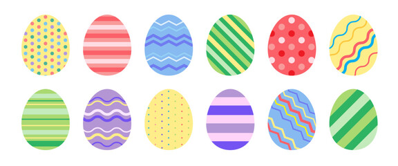 Colorful easter eggs collection. Egg icon flat style vector