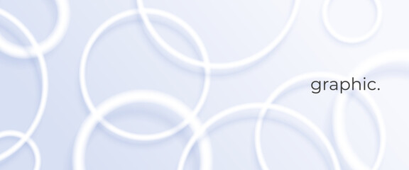 Trendy abstract background. 3d art backdrop with white concentric rings.