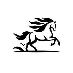 High Quality Vector Logo of a Majestic Rearing White Horse. Versatile Symbol of Strength and Elegance for Logos, Branding, and Marketing. Isolated on White Background for Seamless Integration.