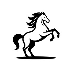 High Quality Vector Logo of a Majestic Rearing White Horse. Versatile Symbol of Strength and Elegance for Logos, Branding, and Marketing. Isolated on White Background for Seamless Integration.