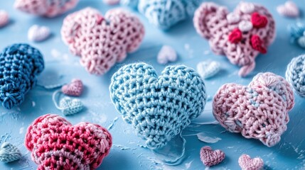 A Picture of a Crocheted Cute Heart, Ai Generated
