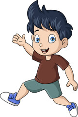 Fototapeta premium Cute little boy cartoon on white background