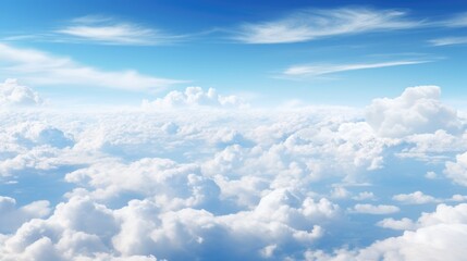 Azure sky viewed from above, dotted with clouds, Ai Generated