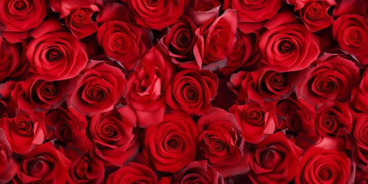 Beautiful background with red roses. selective focus. AI Generative 
