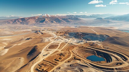 top view for production of Lithium Mining, natural resourse - obrazy, fototapety, plakaty