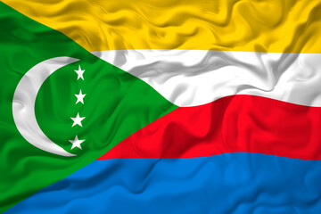 National flag of the Comoros. Background  with flag of the Comoros