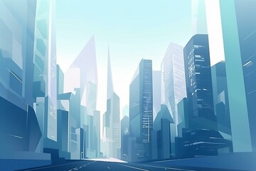 Abstract city with modern architecture, bustling streets, and business life. Generative AI