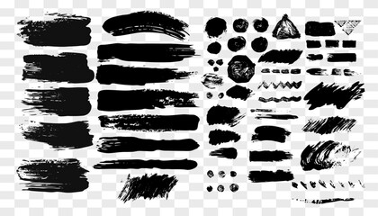 Collection black dirty design element. Grunge brush stroke, paint artistic set. Grunge texture collection