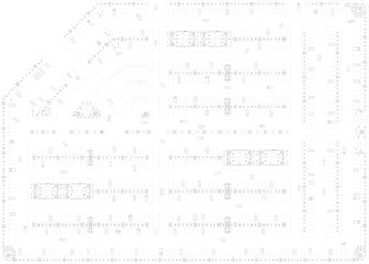 Vector sketch illustration of technical design drawing for site plan layout for mall and hotel parking lots