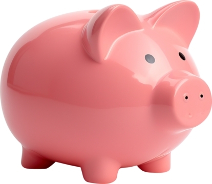 Pink savings pig isolated on transparent background. PNG