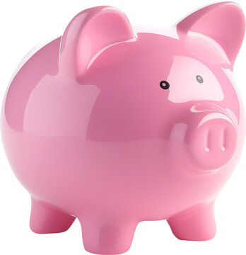 Pink savings pig isolated on transparent background. PNG